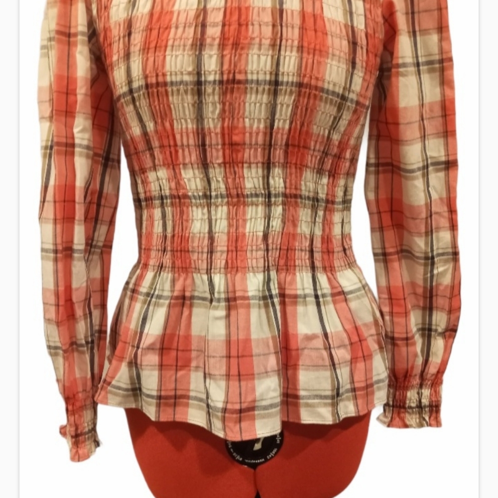 Zara Stretchy Fitted Plaid Long Sleeve - Picture 3 of 9
